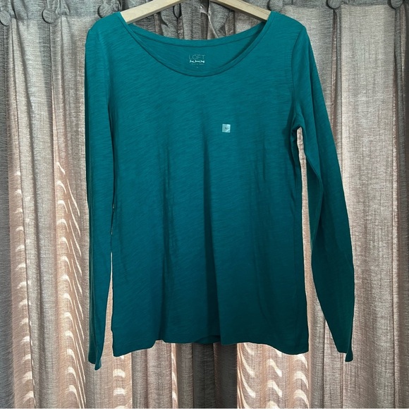 NWT LOFT Teal Long Sleeve Women's Top Size Medium - Picture 3 of 11